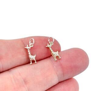 Estate Sterling Silver 925 Giraffe Animal Charm Pair